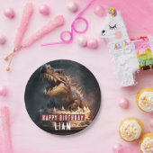 恐竜をテーマにしたクリームケーキ – 誕生日 ペーパープレート (パーティー)