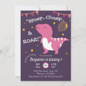 恐竜をテーマにしたストンプ、チョンプ&ロール!誕生日 招待状 (正面)