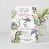 恐竜をテーマにしたパーティーの誕生日 招待状 (スタンド正面)