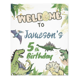 恐竜をテーマにしたパーティーウェルカムサイン フォトプリント           
