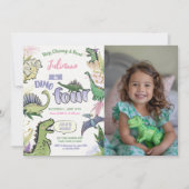 恐竜をテーマにしたパーティーディノ4歳の誕生日 招待状 (正面)