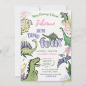 恐竜をテーマにしたパーティーディノ4歳の誕生日 招待状 (正面)
