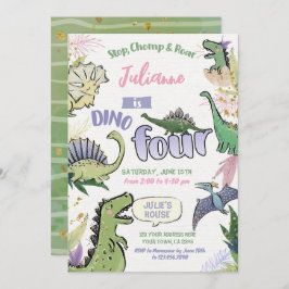 恐竜をテーマにしたパーティーディノ4歳の誕生日 招待状