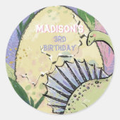 恐竜をテーマにしたパーティー誕生日 ラウンドシール (正面)