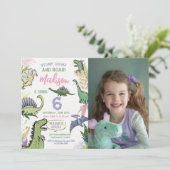 恐竜をテーマにしたパーティー誕生日 招待状 (スタンド正面)