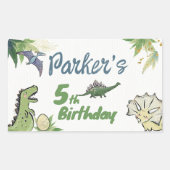 恐竜をテーマにしたパーティー誕生日 長方形シール (正面)