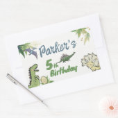 恐竜をテーマにしたパーティー誕生日 長方形シール (封筒)