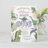 恐竜をテーマにしたパーティー1歳の誕生日 招待状 (スタンド正面)