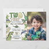 恐竜をテーマにしたパーティー2回目の誕生日 招待状 (正面)