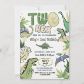 恐竜をテーマにしたパーティー2回目の誕生日 招待状 (正面)