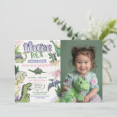 恐竜をテーマにしたパーティー3回目の誕生日 招待状 (スタンド正面)
