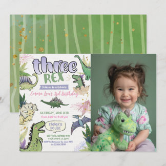 恐竜をテーマにしたパーティー3回目の誕生日 招待状