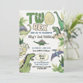 恐竜をテーマにしたパーティー　２歳の誕生日 招待状 (スタンド正面)