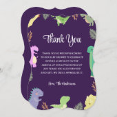 恐竜をテーマにしたベビーシャワーの感謝カード サンキューカード (正面/裏面)