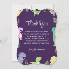 恐竜をテーマにしたベビーシャワーの感謝カード サンキューカード