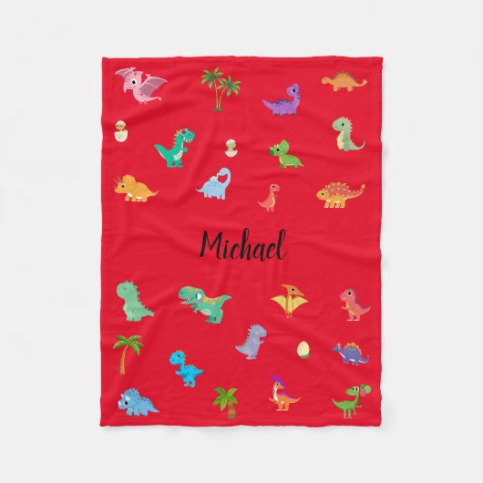 恐竜をテーマにしたベビー、子供、十代の毛布 フリースブランケット (正面)