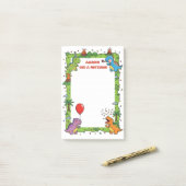 恐竜をテーマにしたミツヴァのお祝いメッセージ ポストイット (デスク上)