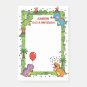 恐竜をテーマにしたミツヴァのお祝いメッセージ ポストイット (正面)