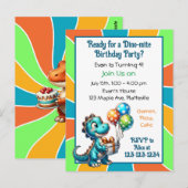 恐竜をテーマにした子供の誕生日パーティーの招待状 ポストカード (正面/裏面)