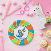 恐竜をテーマにした子供の誕生日パーティーパーソナライズされた ペーパープレート (パーティー)