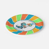 恐竜をテーマにした子供の誕生日パーティーパーソナライズされた ペーパープレート (アングル)