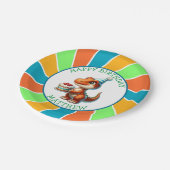 恐竜をテーマにした子供の誕生日パーティーパーソナライズされた ペーパープレート (アングル)