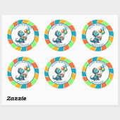 恐竜をテーマにした子供の誕生日パーティーパーソナライズされた ラウンドシール (シート)