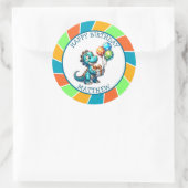 恐竜をテーマにした子供の誕生日パーティーパーソナライズされた ラウンドシール (バッグ)