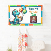 恐竜をテーマにした子供の誕生日パーティーパーソナライズされた 横断幕 (インサイチュ)