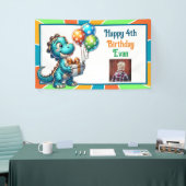 恐竜をテーマにした子供の誕生日パーティーパーソナライズされた 横断幕 (トレードショー)