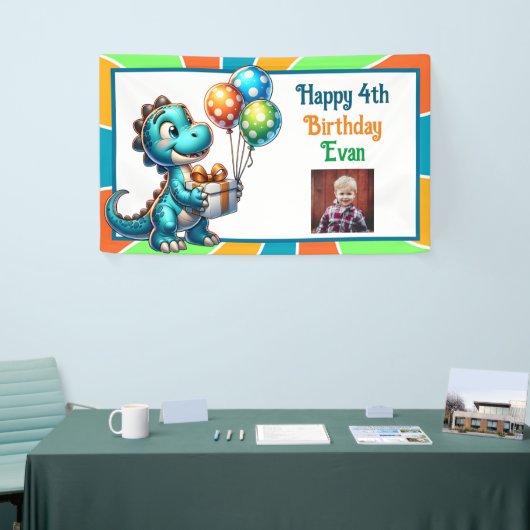 恐竜をテーマにした子供の誕生日パーティーパーソナライズされた 横断幕 (トレードショー)