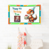 恐竜をテーマにした子供の誕生日パーティーパーソナライズされた 横断幕 (インサイチュ)