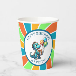 恐竜をテーマにした子供の誕生日パーティーパーソナライズされた 紙コップ