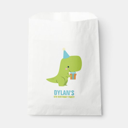 恐竜をテーマにした子供の誕生日パーティー フェイバーバッグ (正面)