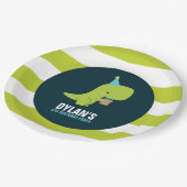 恐竜をテーマにした子供の誕生日パーティー ペーパープレート (アングル)