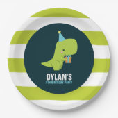 恐竜をテーマにした子供の誕生日パーティー ペーパープレート (正面)