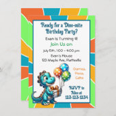 恐竜をテーマにした子供の誕生日パーティー 招待状 (正面/裏面)