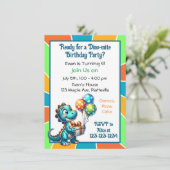 恐竜をテーマにした子供の誕生日パーティー 招待状 (スタンド正面)