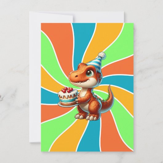 恐竜をテーマにした子供の誕生日パーティー 招待状 (裏面)