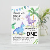 恐竜をテーマにした最初の誕生日のVexanza! 招待状 (スタンド正面)