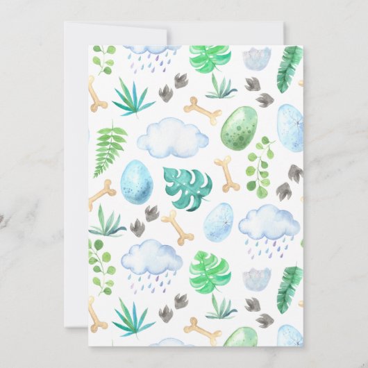 恐竜をテーマにした最初の誕生日のVexanza! 招待状 (裏面)