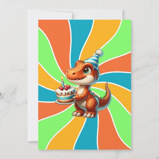 恐竜をテーマにした最初の誕生日パーティー 招待状 (裏面)