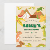 恐竜をテーマにした男の子の誕生日パーティー 招待状 (正面/裏面)