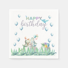 恐竜をテーマにした紙ナプキンを誕生日パーティーに招待 スタンダードカクテルナプキン