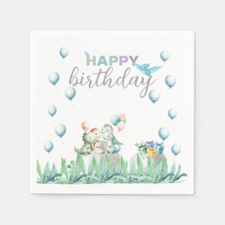 恐竜をテーマにした紙ナプキンを誕生日パーティーに招待 スタンダードカクテルナプキン