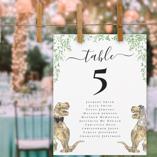 恐竜をテーマにした結婚式のテーブル席次表 