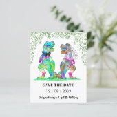 恐竜をテーマにした結婚式の日付の予算を保存 (スタンド正面)