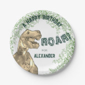 恐竜をテーマにした誕生日パーティーの名前の追加 ペーパープレート (正面)