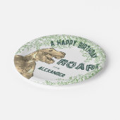 恐竜をテーマにした誕生日パーティーの名前の追加 ペーパープレート (アングル)