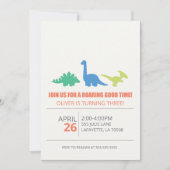 恐竜をテーマにした誕生日パーティーの招待状 招待状 (正面)